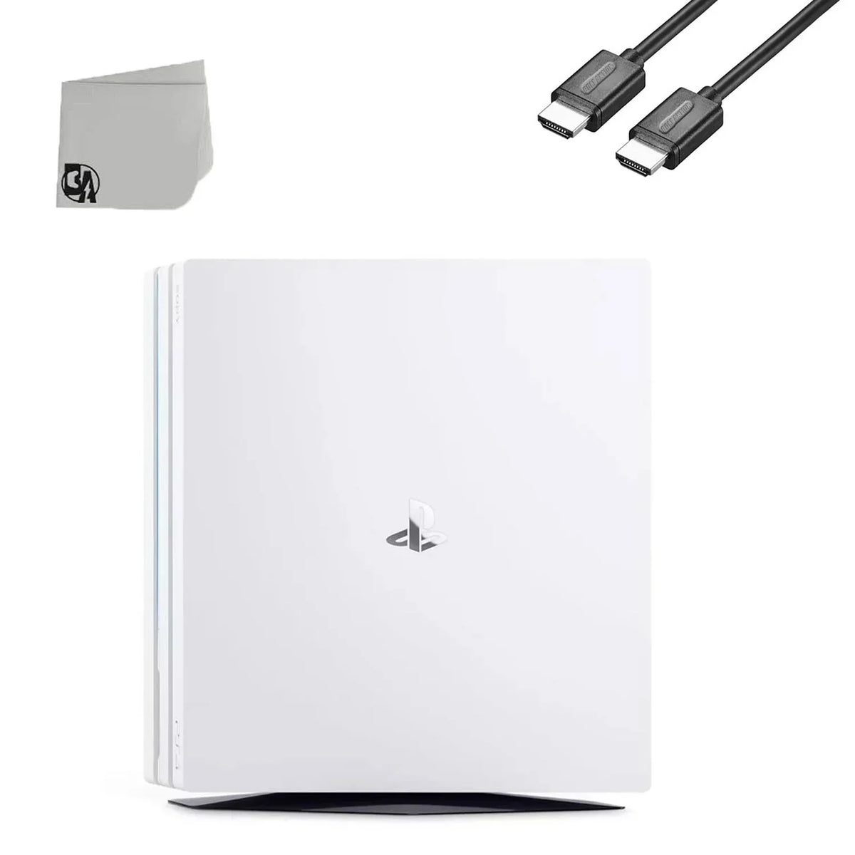 PlayStation 4 Pro 1TB Only White Gaming Console with HDMI Cable BOLT AXTION Bundle Like New