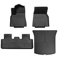 MICTUNING Floor Mats Compatible with Tesla Model Y 5 Seat 2021-2023, 1st, 2nd Row & Trunk Mat Liner Set Custom Fit, TPE Non-Slip All Weather Protection Fluid Non-Toxic, Black