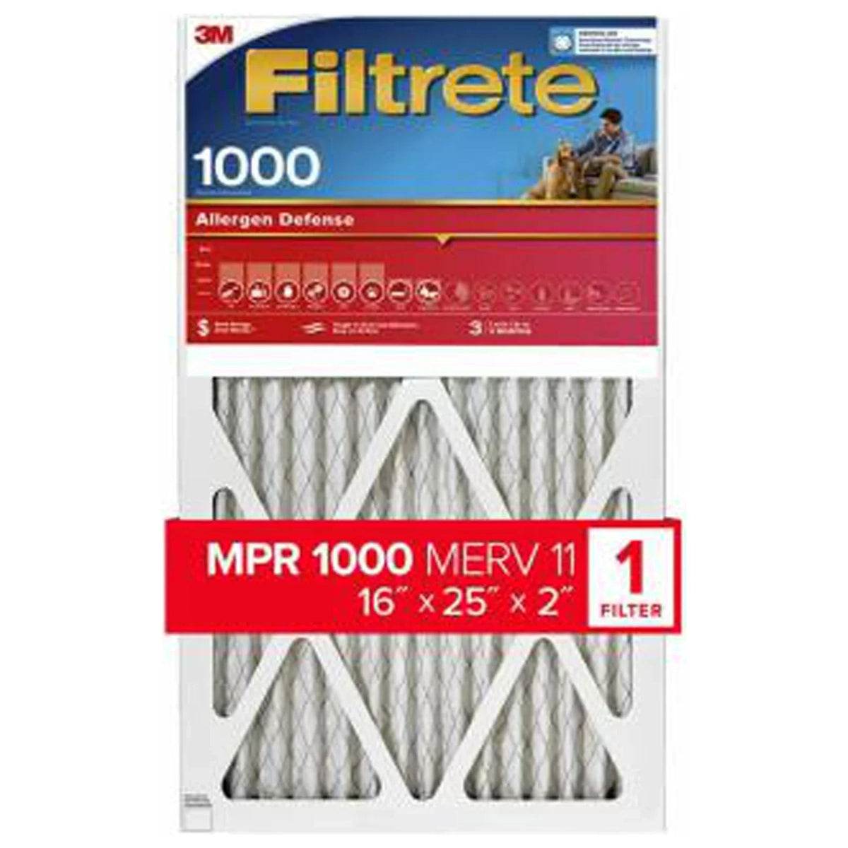 Filtrete 16 in. W X 25 in. H X 2 in. D Polypropylene 11 MERV Pleated Air Filter 1 pk