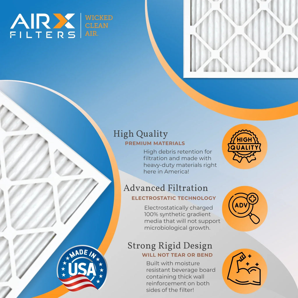 12x12x1 Air Filter MERV 11 Rating, 12 Pack of Furnace Filters Comparable to MPR 1000, MPR 1200 & FPR 7 - Made in USA by AIRX FILTERS WICKED CLEAN AIR.
