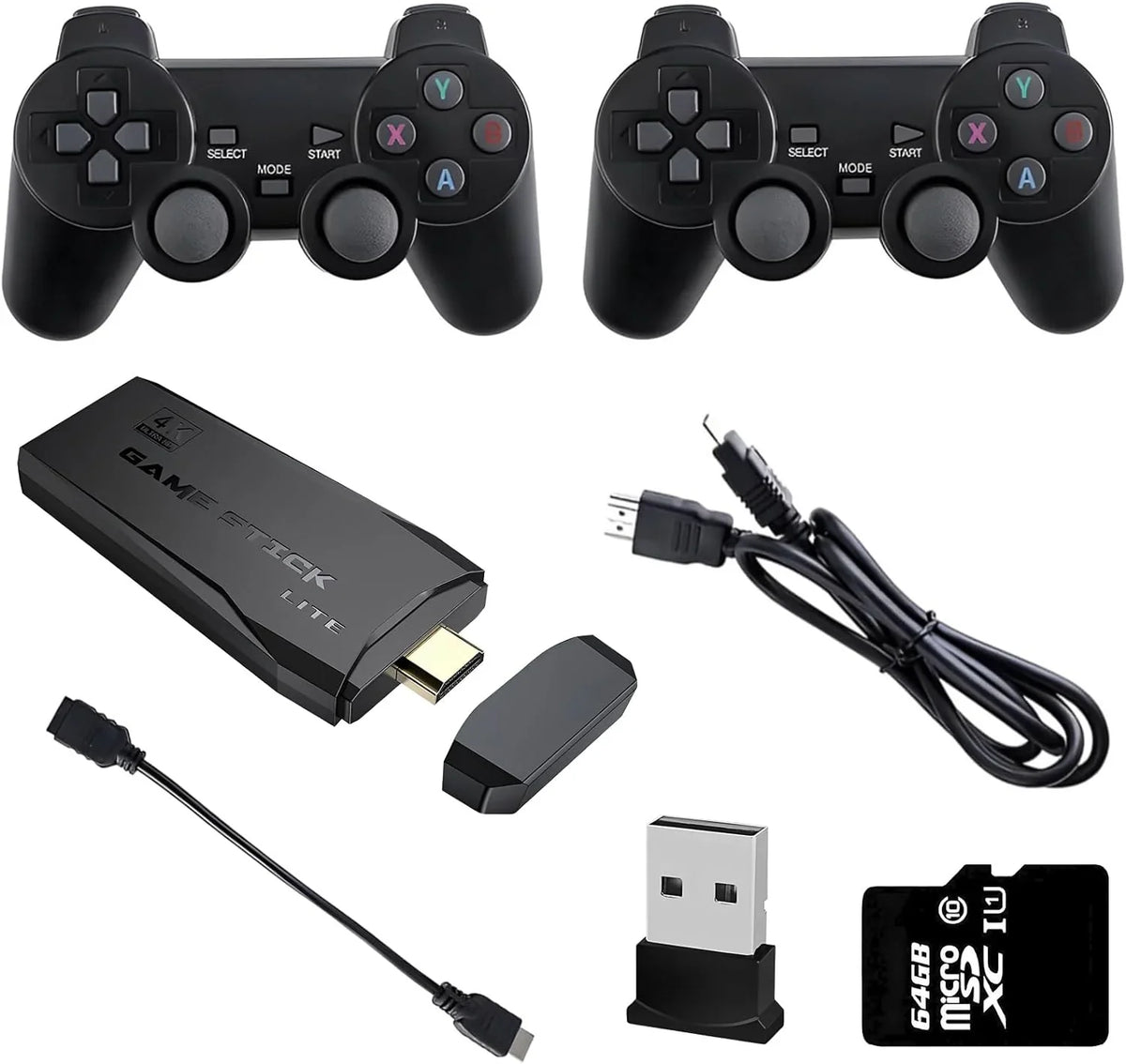 Retro Game Console, Nostalgia Stick Game,Retro Game Stick,Plug and Play Video Game Stick Built in 10000+ Games,4K HDMI Output,9 Classic Emulators, with Dual 2.4G Wireless Controllers(64G)