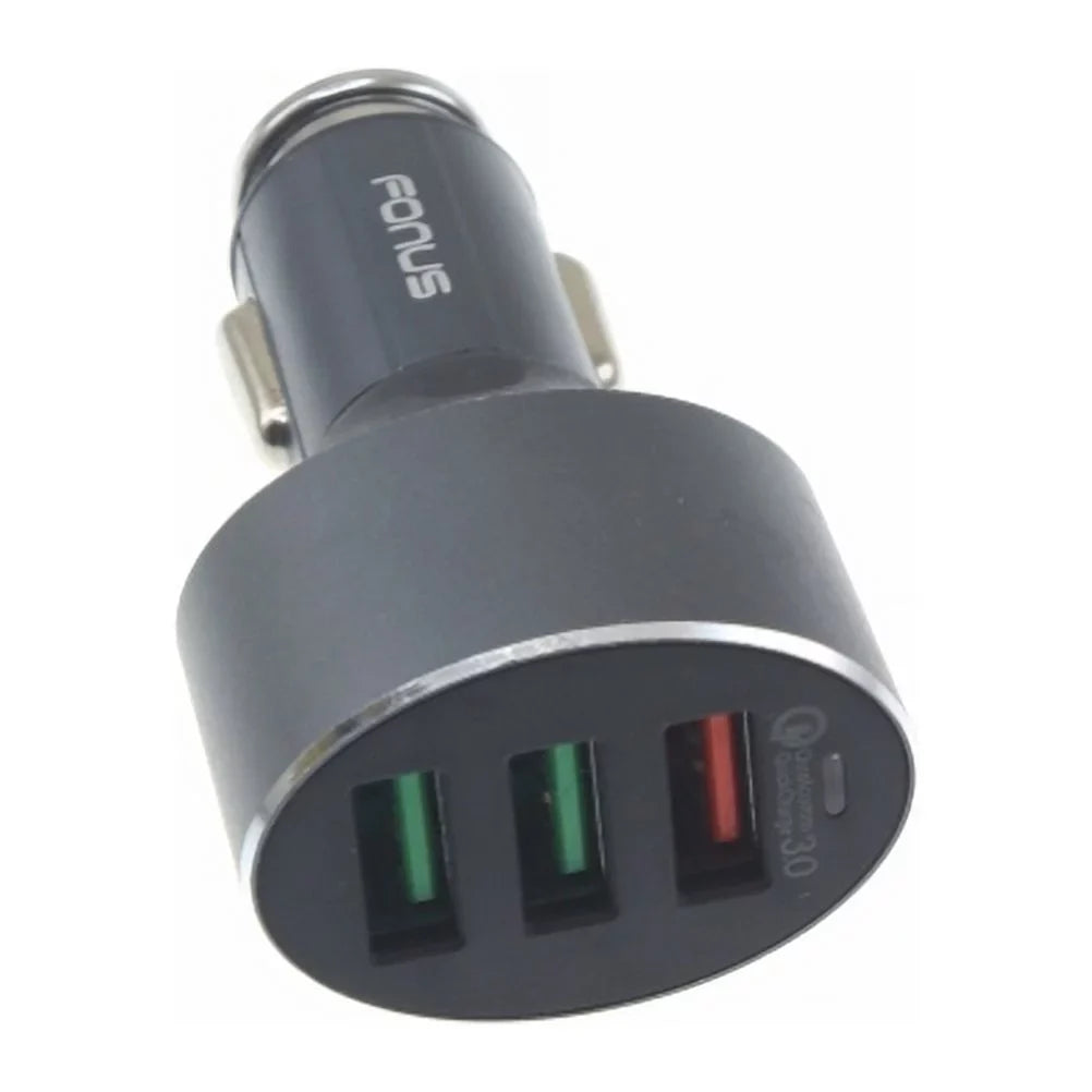 Type-C Coiled USB Cable w 3-Port USB 42W Quick Car Charger Z3R for Galaxy Note 10 Plus Fold A9 A50 A20 A10e - Sonim XP8 XP3 - Xperia 5 10 Plus 1 - Xiaomi Redmi Note 7, Mi Mix 2 9T