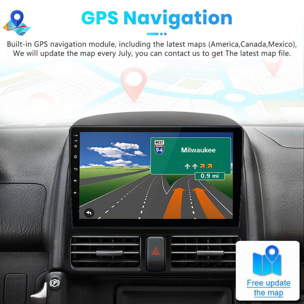 AWESAFE Carplay Car Stereo Radio for Honda CRV 2001 2002 2003 2004 2005 2006,1+32GB 9 Inch Touch Monitor with Android Auto GPS Navigator Bluetooth WiFi FM Radio Mirror Link