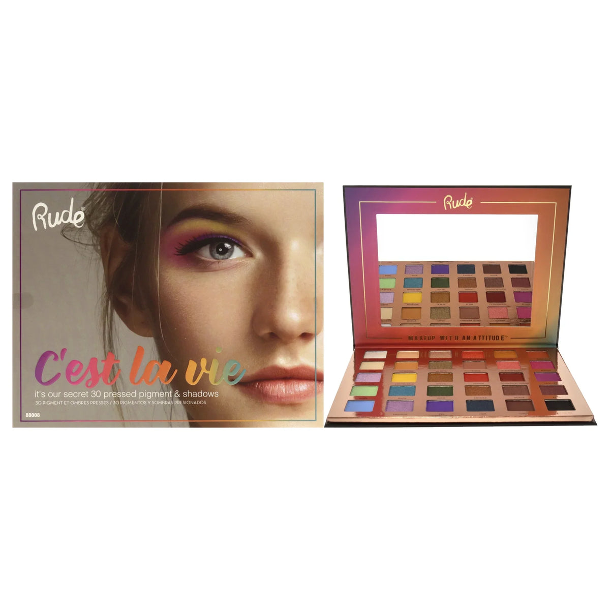 Rude Cosmetics Cest La Vie 30 Eyeshadow Palette , 1.13 oz Eye Shadow