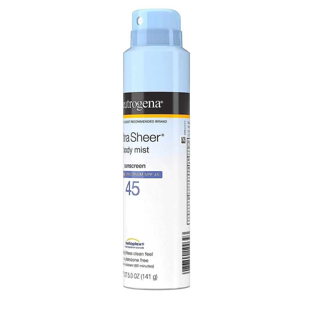 Neutrogena Ultra Sheer SPF 45 Body Mist Full Reach Spray, 5 Ounce