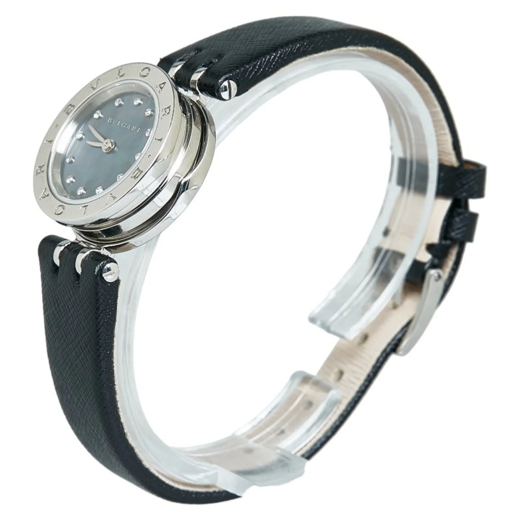 Pre-Owned Bvlgari B Zero One Shell Diamond Watch BZ23S Quartz Navy Dial Stainless Steel Ladies BVLGARI (Good)