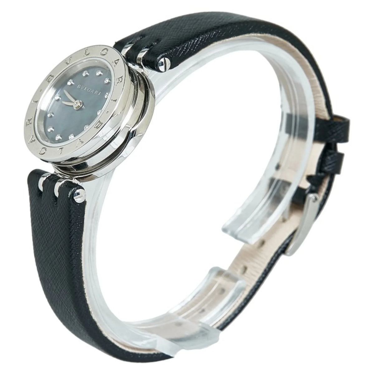Pre-Owned Bvlgari B Zero One Shell Diamond Watch BZ23S Quartz Navy Dial Stainless Steel Ladies BVLGARI (Good)
