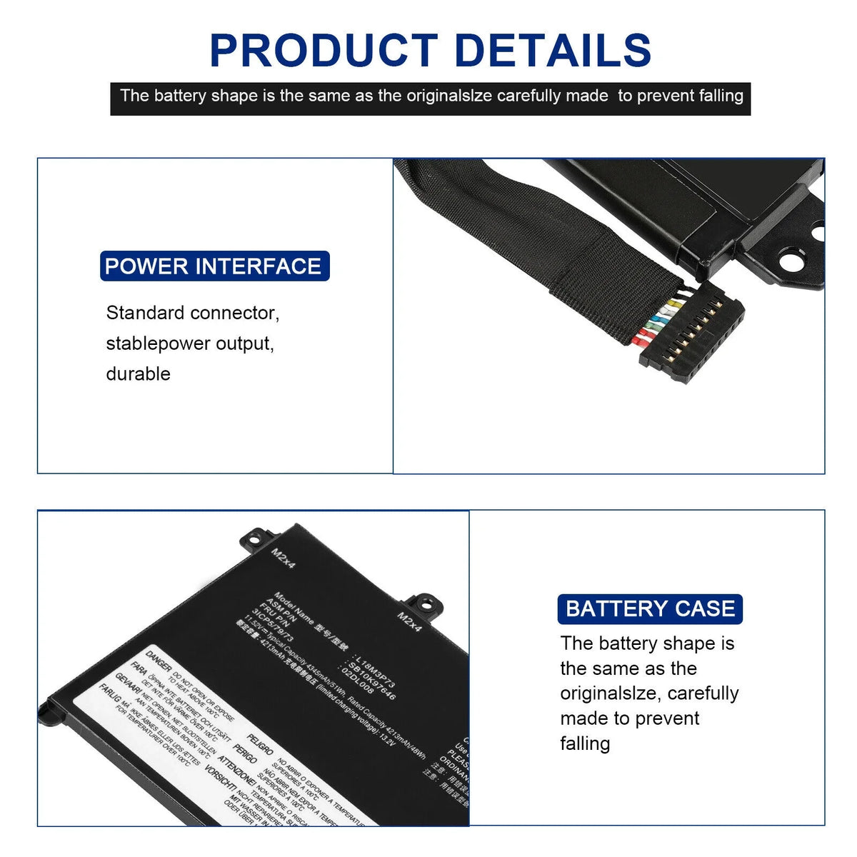 For Battery ThinkPad P43s T490 T495 T14 L18M3P73 L18M3P74 02DL007