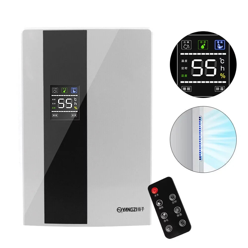 TOOL1SHOoo Portable 2200ml Ultra Quiet Dehumidifier with LCD and Remote Liquid Tank Dehumidifier