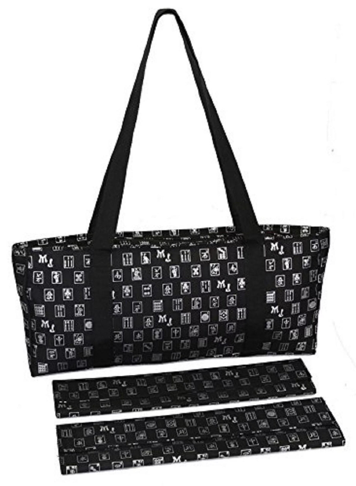 Mah Jongg Direct Black & Silver MJ Designer Logo Soft Replacement Case, includes two matching wraps and a bonus bag, (Replacement Soft Case Only - tiles, trays, racks and pushers not included)