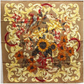 Pre-Owned Chanel Silk Scarf Muffler Coco Mark Sunflower. Bird. Brown CHANEL Ladies (New)