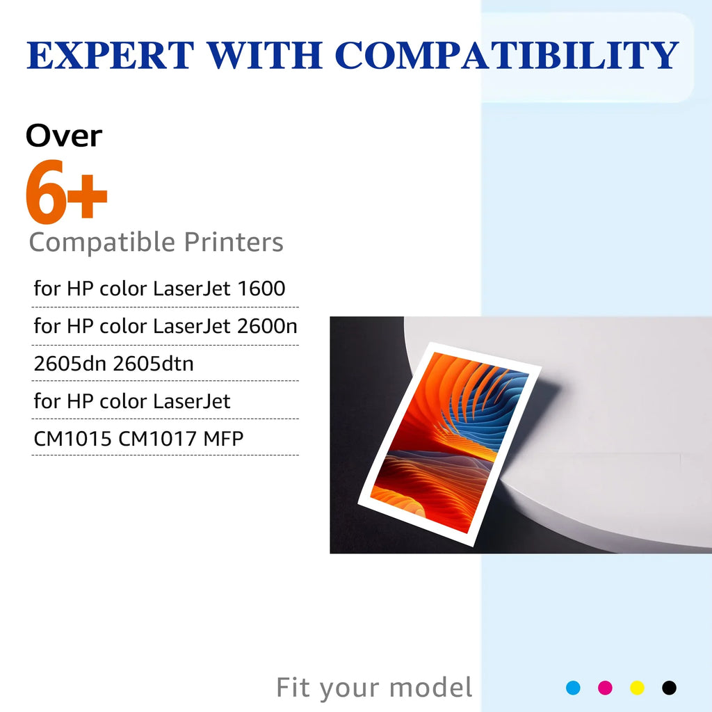 HaloFox Compatible For 4 Pack BCMY Q6000A - Q6003A Toner Lot For Color LaserJet 1600 2600N 2605DN 2605DTN Printer