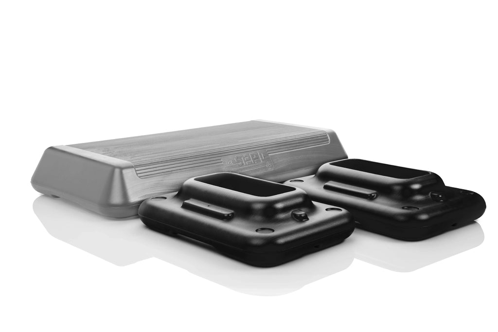 The Step Original Circuit Size Aerobic Stepper Platform with Grey Nonslip Platform and Two Original Black Risers