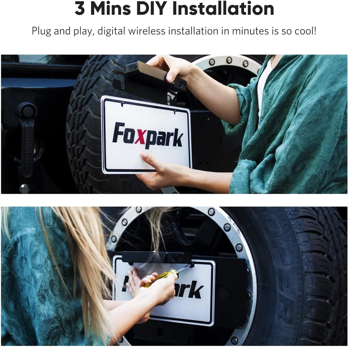 Foxpark Solar RV Wireless Backup Camera 5" Monitor Rear View Camera 2 Channels Trailer Reverse Camera for Van,Camper Highway Observations System (Solar 3)