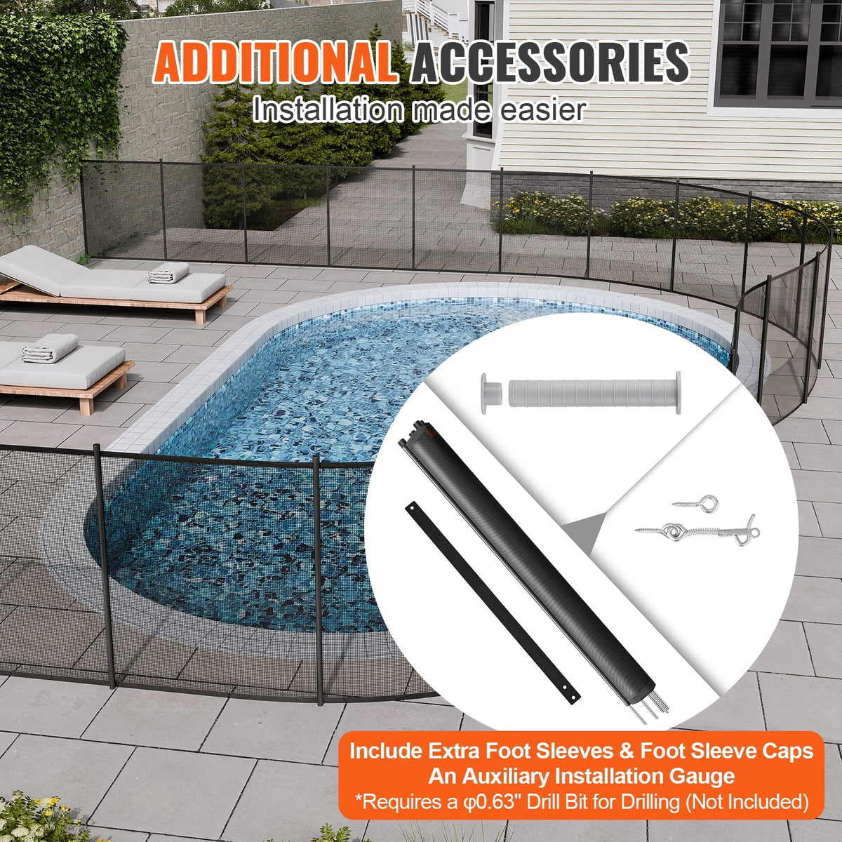 SKYSHALO 4 x 12 ft Pool Fence Detachable Pool Fence for Outdoor Underground Swimming Pools