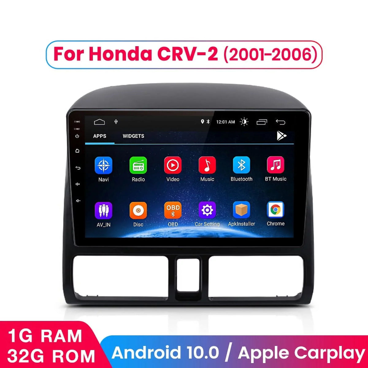 AWESAFE Carplay Car Stereo Radio for Honda CRV 2001 2002 2003 2004 2005 2006,1+32GB 9 Inch Touch Monitor with Android Auto GPS Navigator Bluetooth WiFi FM Radio Mirror Link